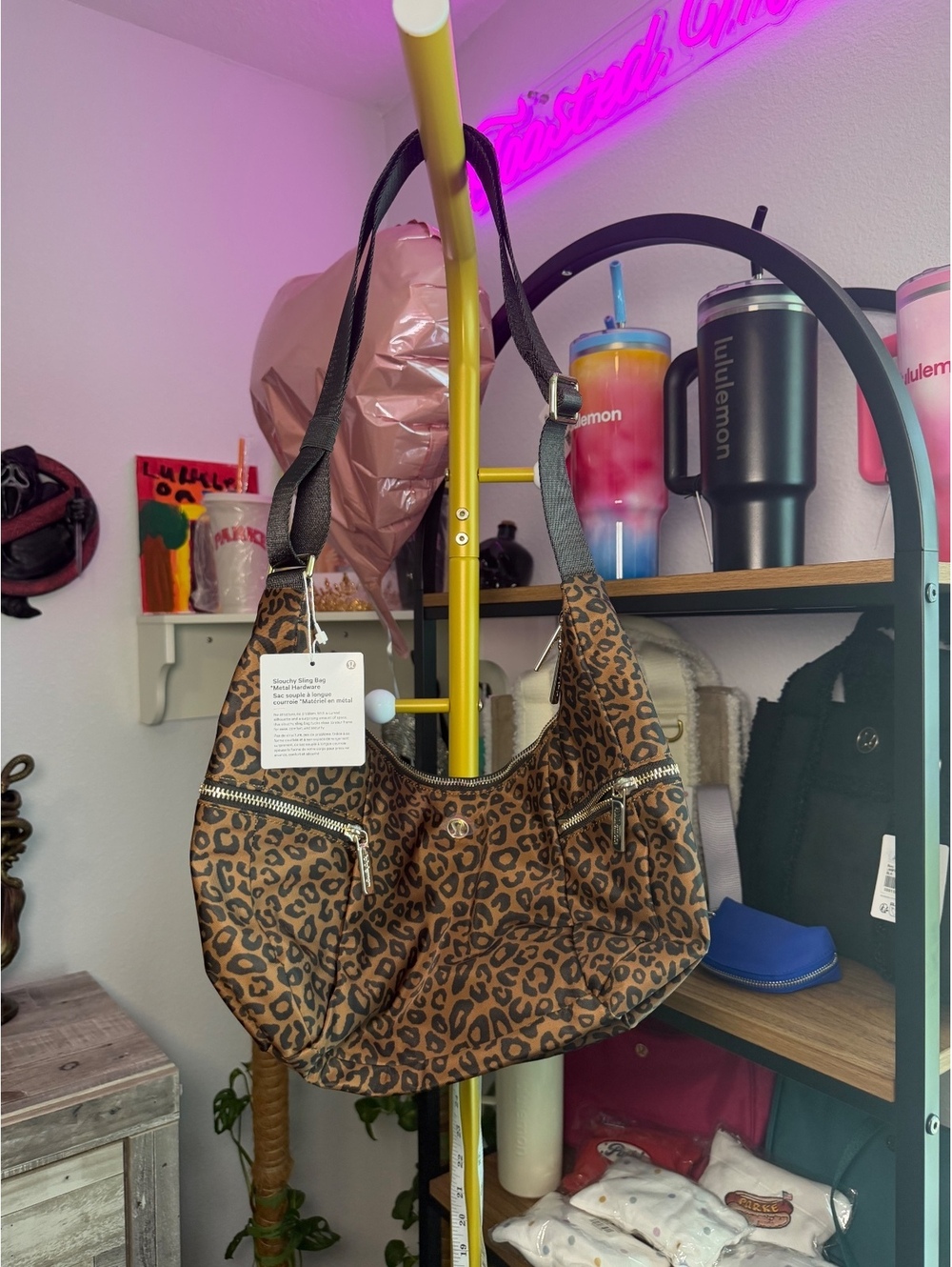 NWT Lululemon Slouchy Sling Bag with Metal Hardware Leopard Print